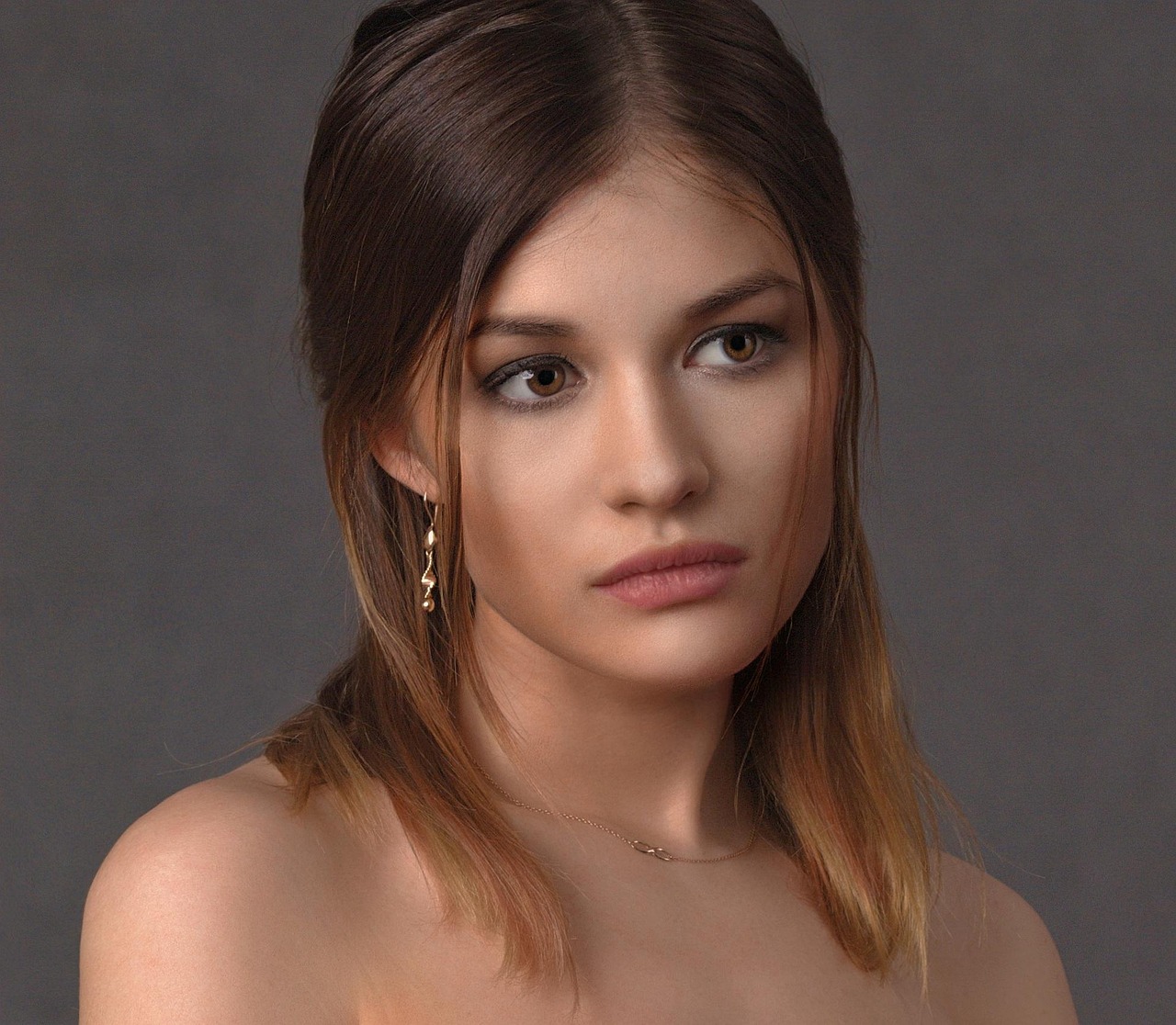 girl, sad, portrait, face, woman, makeup, cosmetics, brunette, brunette woman, sad girl, young woman, hairstyle, model, look, hair, unhappy